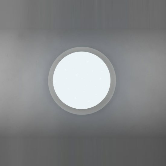 Plafoniera led 18,5w 4000k rgb con telecomando ip44 per bagno rotonda bianca effetto stellato