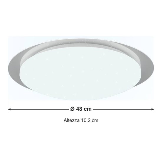 Plafoniera led 18,5w 4000k rgb con telecomando ip44 per bagno rotonda bianca effetto stellato
