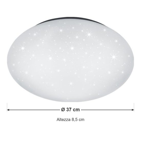 Plafoniera led 15w 4000k ip44 per bagno moderna rotonda bianca effetto cielo stellato