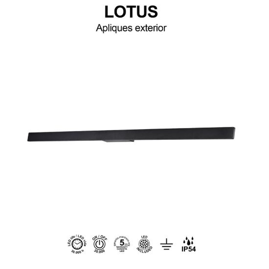 Applique da esterno moderna lineare nera led 20w 3000k ip54 121cm