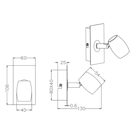 Faretto da soffitto per cucina orientabile moderno nichel opaco
