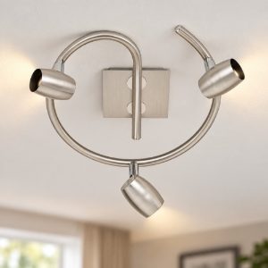 Plafoniera con 3 faretti orientabili moderna rotonda nichel opaco