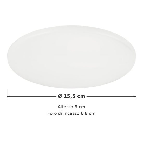 Eglo rapita faretto da incasso per cartongesso led 11,5w 3000k ip65 foro 6,8cm rotondo bianco
