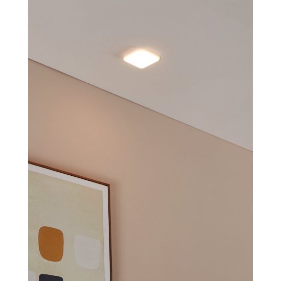 Eglo rapita faretto da incasso per cartongesso led 4,5w 3000k ip65 foro 6,8cm quadrato bianco