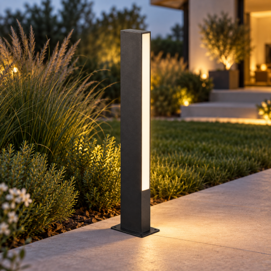 Lampione per esterno giardino moderno nero led 3000k ip65 h60cm