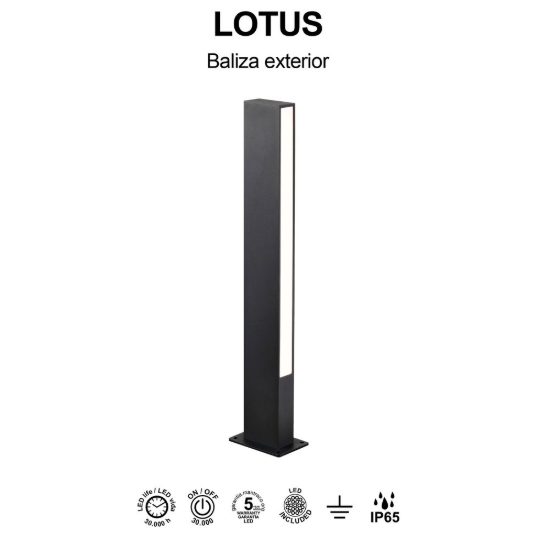 Lampione per esterno giardino moderno nero led 3000k ip65 h60cm