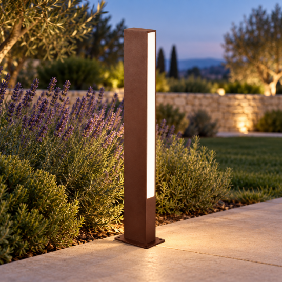 Lampione da giardino moderno led 10w 3000k ip65 h60cm corten