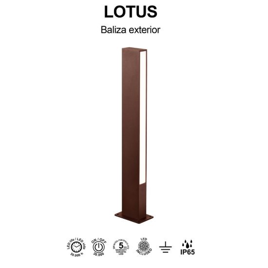 Lampione da giardino moderno led 10w 3000k ip65 h60cm corten