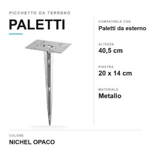 Picchetto da terreno per paletti da esterno 40,5cm nichel opaco