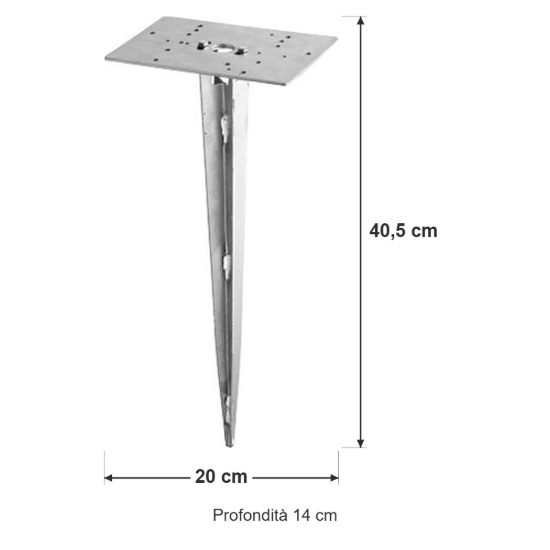Picchetto da terreno per paletti da esterno 40,5cm nichel opaco