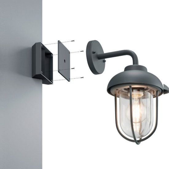 Supporto angolare concavo per applique da esterno nero