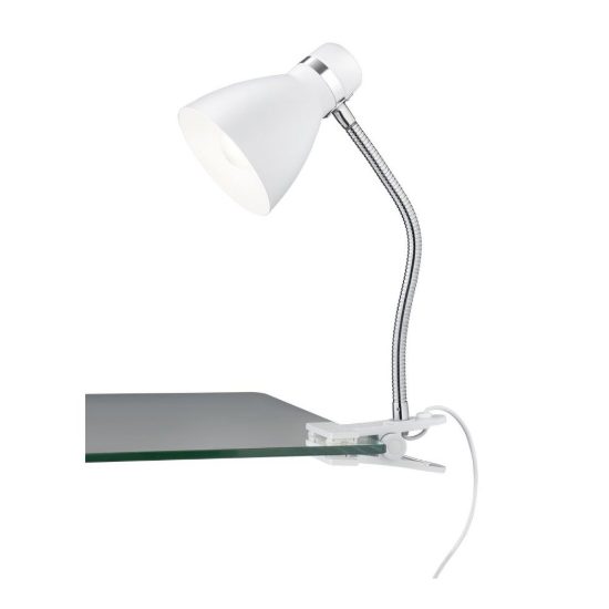 Lampada da scrivania con morsetto flessibile per ufficio moderna bianca cromo