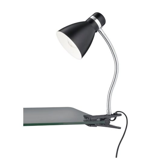 Lampada da scrivania con morsetto flessibile per ufficio moderna nera cromo