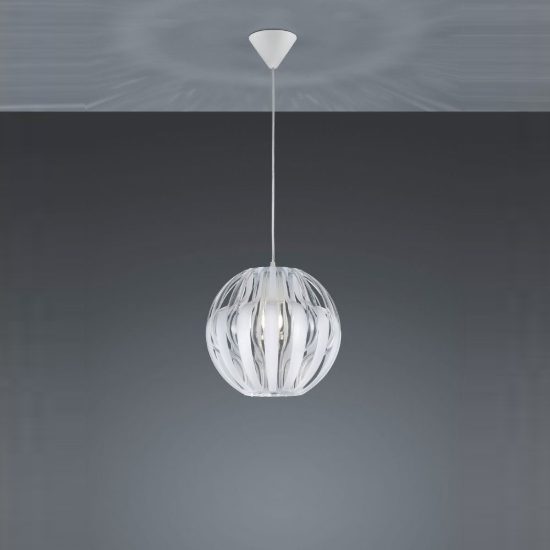 Lampadario a sospensione per camera da letto moderno a listelli bianchi trasparenti