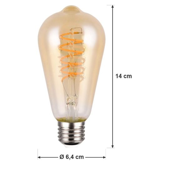 Lampadina led e27 a filamento 7w 1800k ambra dimmerabile con interruttore