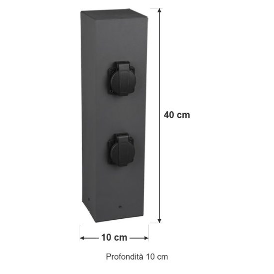 Colonnina da giardino 4 prese schuko ip54 40cm antracite