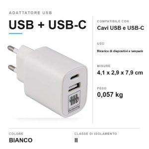 Adattatore di alimentazione per cavo usb usb-c bianco