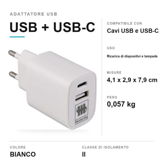 Adattatore di alimentazione per cavo usb usb-c bianco