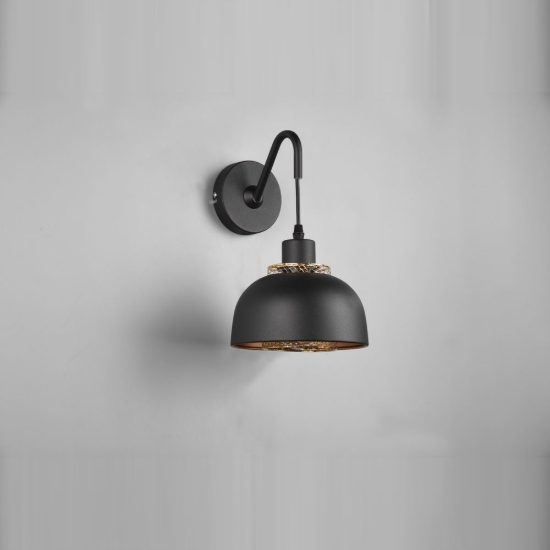 Applique per comodino camera da letto moderna nera oro con doppio paralume a griglia interruttore