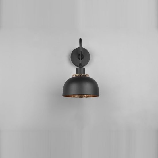 Applique per comodino camera da letto moderna nera oro con doppio paralume a griglia interruttore