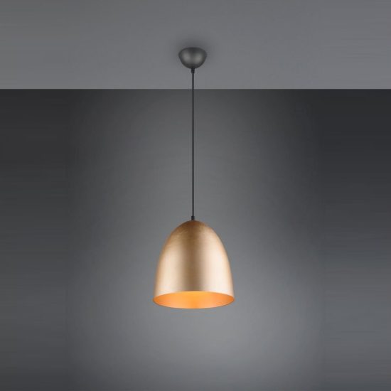 Lampadario a sospensione piccolo per cucina moderno a cupola ottone satinato