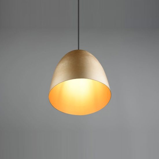 Lampadario a sospensione piccolo per cucina moderno a cupola ottone satinato