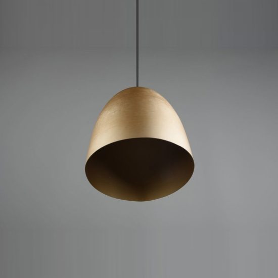 Lampadario a sospensione piccolo per cucina moderno a cupola ottone satinato