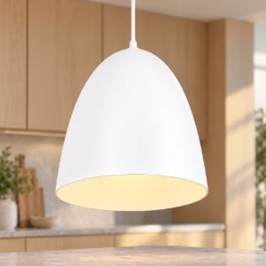 Lampadario a sospensione piccolo per cucina moderno a cupola bianco