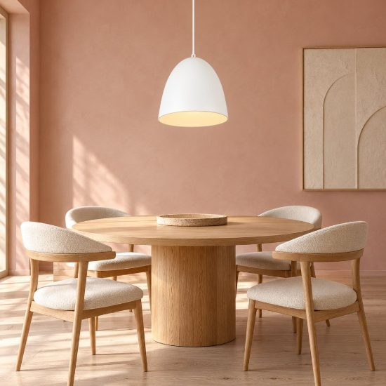 Lampadario a sospensione piccolo per cucina moderno a cupola bianco