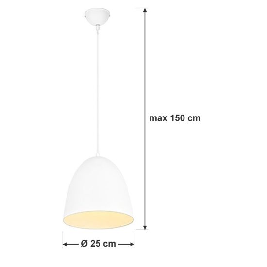 Lampadario a sospensione piccolo per cucina moderno a cupola bianco