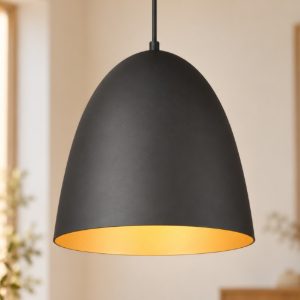 Lampadario a sospensione piccolo per cucina moderno a cupola nero oro