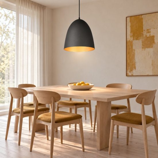 Lampadario a sospensione piccolo per cucina moderno a cupola nero oro
