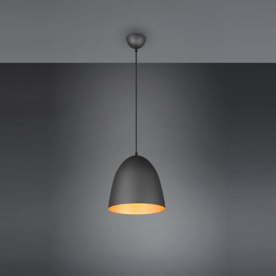 Lampadario a sospensione piccolo per cucina moderno a cupola nero oro