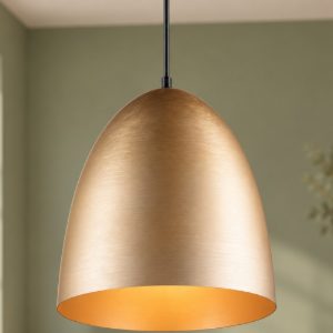 Lampadario a sospensione grande per cucina moderno a cupola ottone satinato