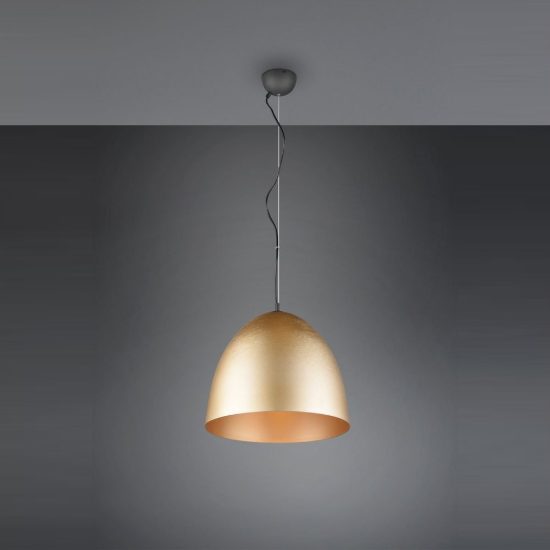 Lampadario a sospensione grande per cucina moderno a cupola ottone satinato