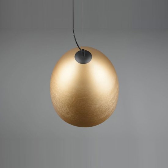 Lampadario a sospensione grande per cucina moderno a cupola ottone satinato