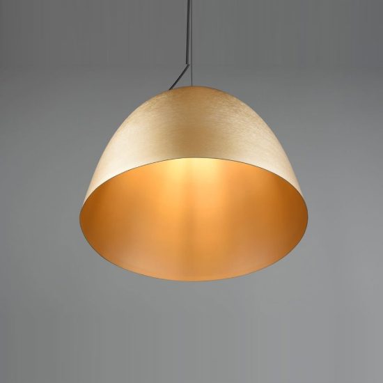 Lampadario a sospensione grande per cucina moderno a cupola ottone satinato