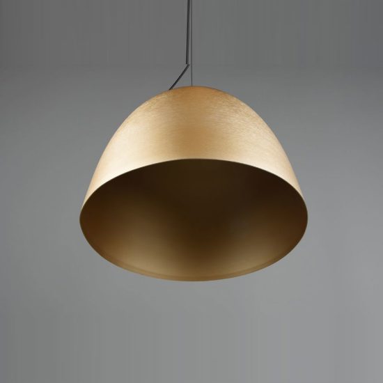 Lampadario a sospensione grande per cucina moderno a cupola ottone satinato