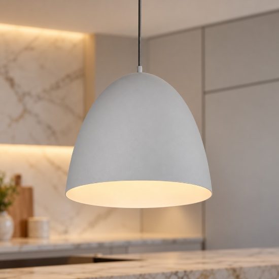 Lampadario a sospensione grande per cucina moderno a cupola grigio