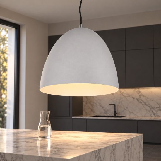 Lampadario a sospensione grande per cucina moderno a cupola grigio