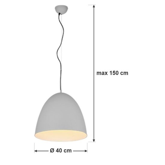 Lampadario a sospensione grande per cucina moderno a cupola grigio
