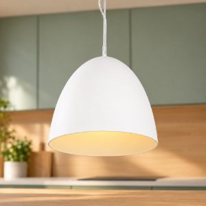 Lampadario a sospensione grande per cucina moderno a cupola bianco