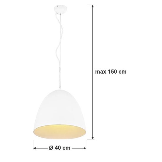 Lampadario a sospensione grande per cucina moderno a cupola bianco