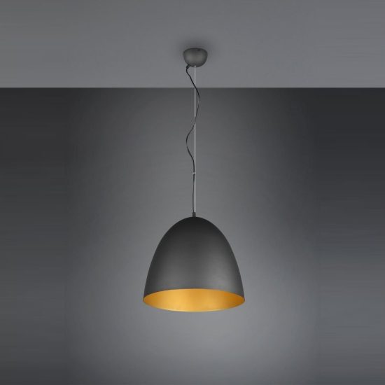 Lampadario a sospensione grande per cucina moderno a cupola nero oro