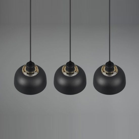 Lampadario a sospensione con 3 pendenti per cucina moderno nero oro