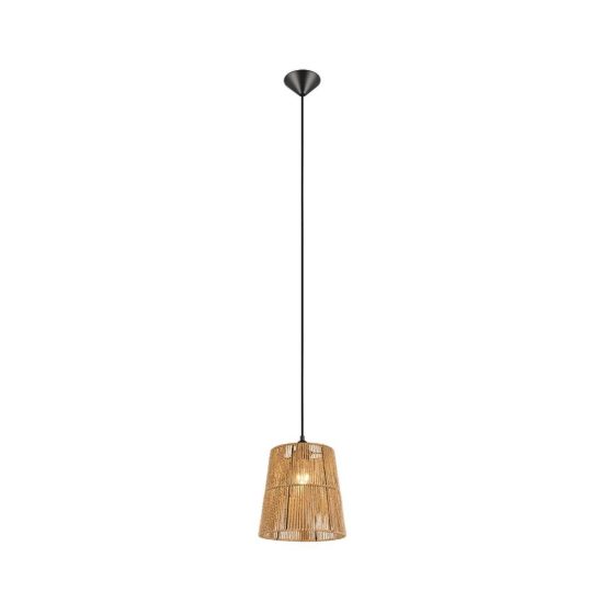 Lampadario a sospensione per sala da pranzo moderno in carta effetto rattan marrone
