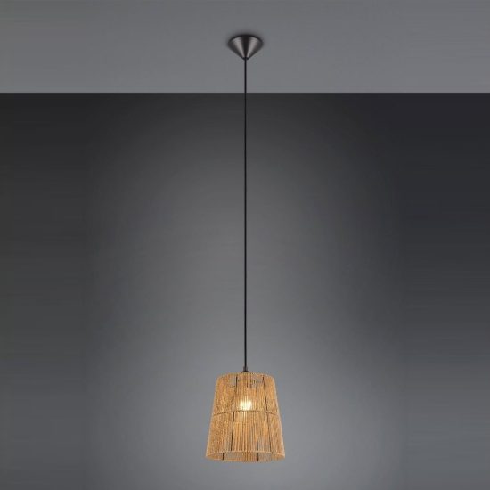 Lampadario a sospensione per sala da pranzo moderno in carta effetto rattan marrone
