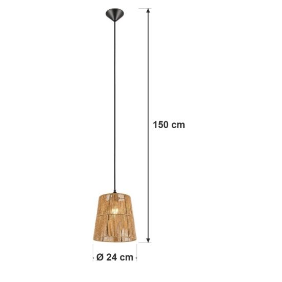 Lampadario a sospensione per sala da pranzo moderno in carta effetto rattan marrone