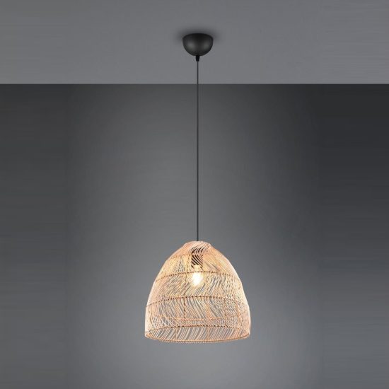 Lampadario a sospensione per soggiorno moderno in rattan intrecciato naturale