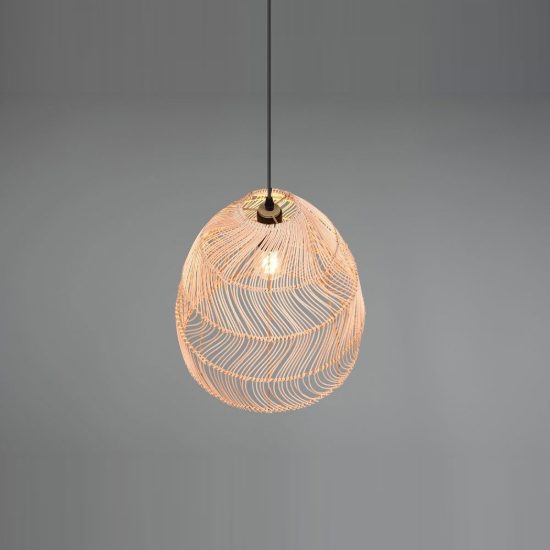 Lampadario a sospensione per soggiorno moderno in rattan intrecciato naturale